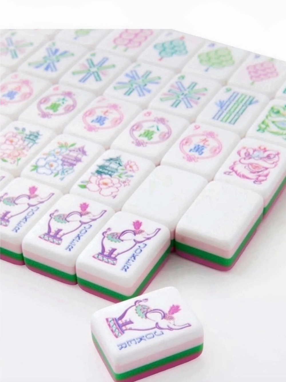 NIB Sealed American Mahjong Tile Set Pink elephant 4 layers luxury acrylic pink - Picture 2 of 5